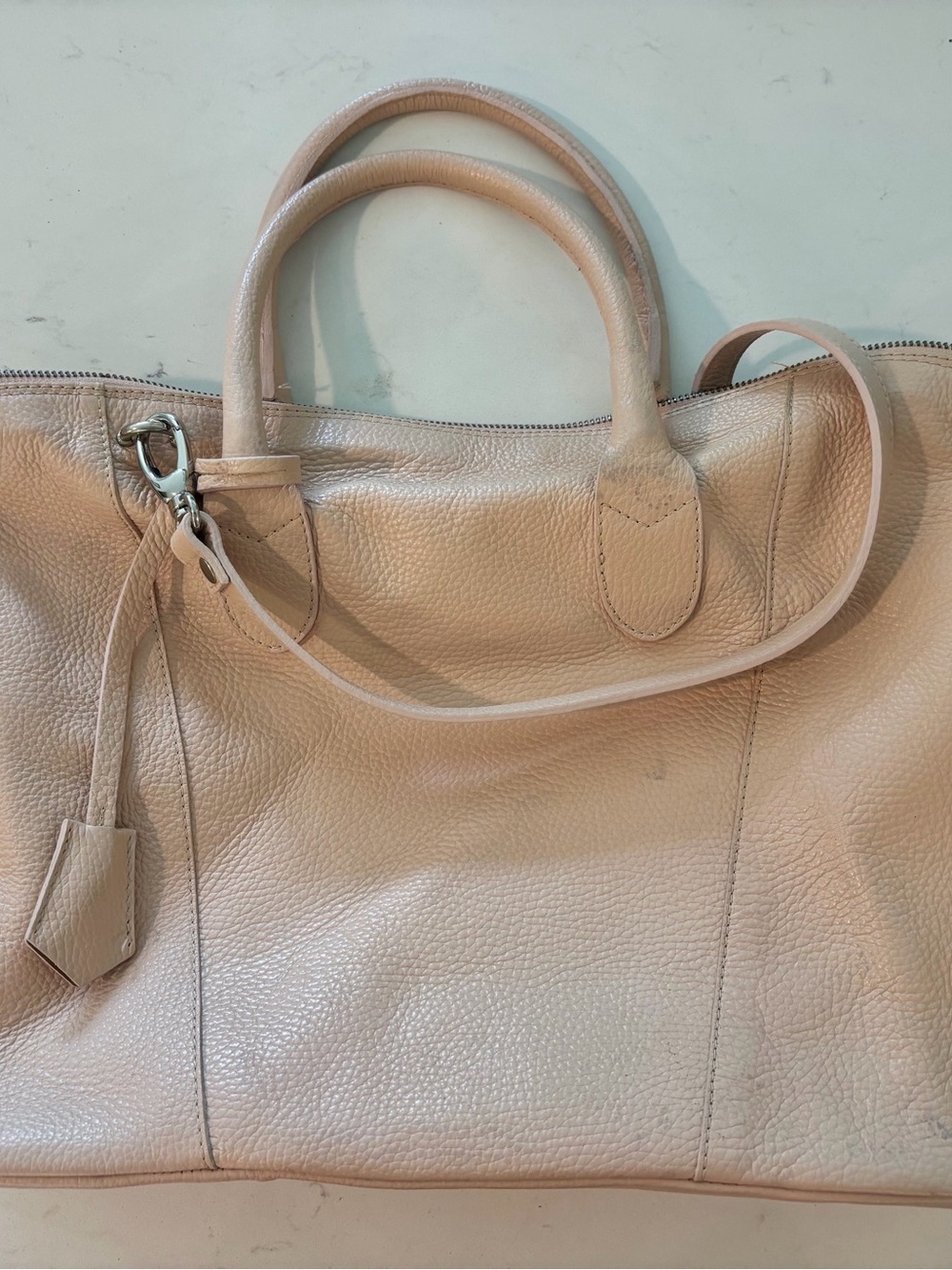 Classic Leather Tote Bag in Light Pink